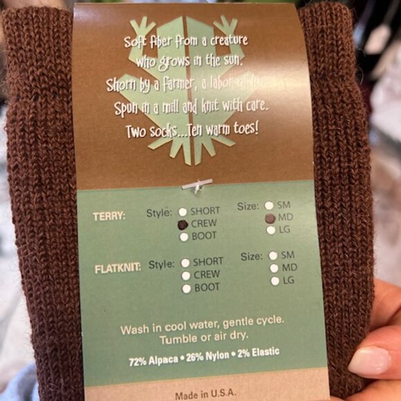 COPY - Alpaca Socks with Image Brown Crew Socks - Picture 2 of 3